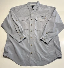 Exofficio Shirt Mens XL Gray Roll Tab Vented Fishing Outdoor Casual