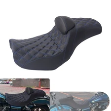 Driver Backrest Step Up Seat Blue Stitching For Harley Dyna Low Rider 2006-2017