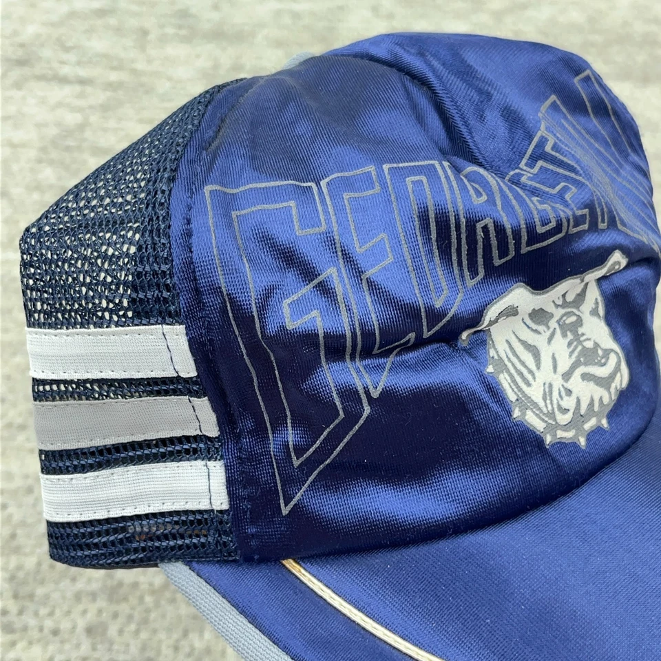 Vintage Georgetown Hoyas Trucker Hat Cap Snapback 3 Stripe 80s Made In USA Mesh - Image 3 of 4