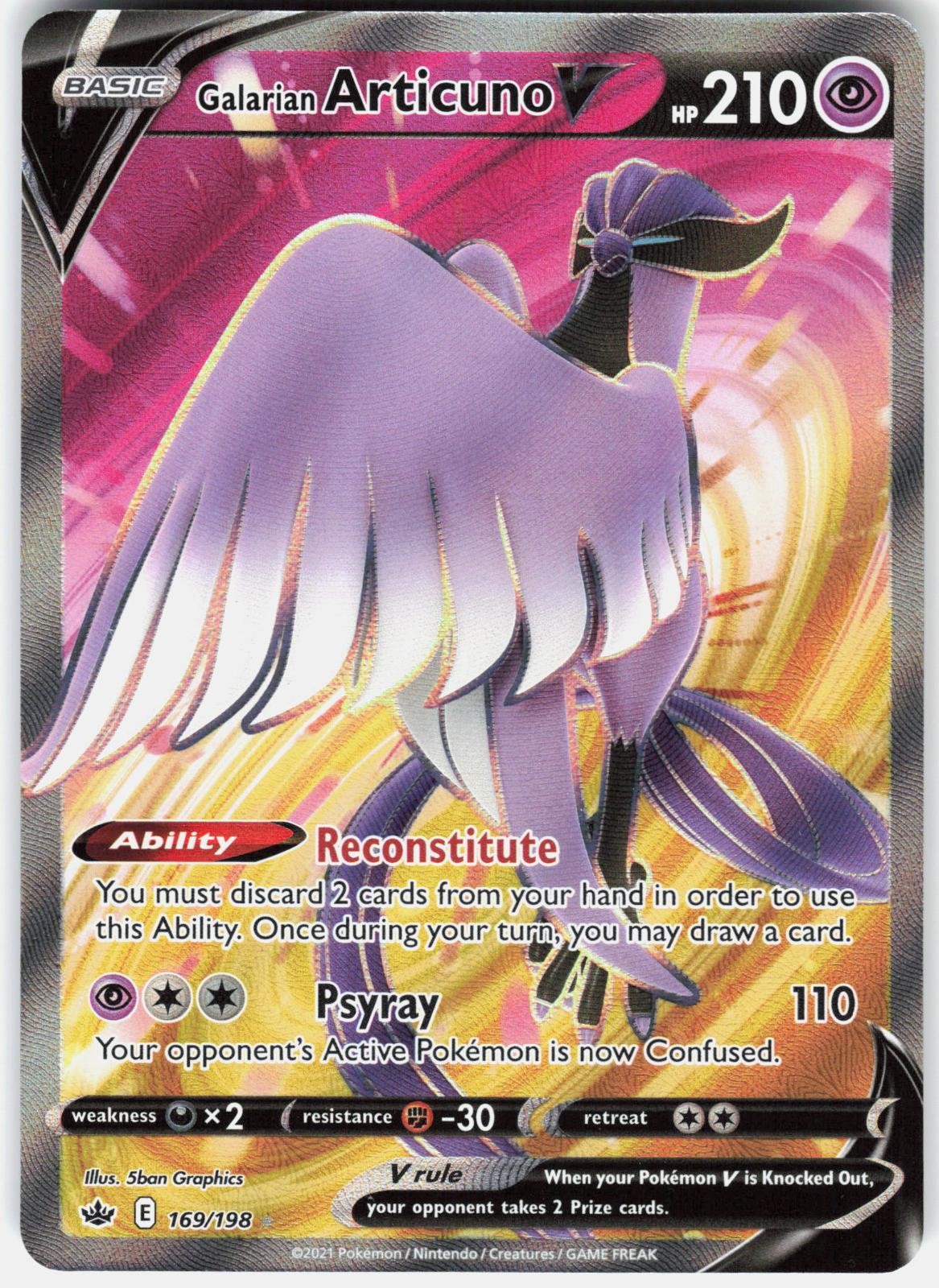 Pokemon Galarian Articuno V 169/198 Ultra Rare Chilling Reign Pokemon Near Mint