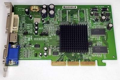 AGP 8x Grafikkarte JetWay, ATI Radeon 9200 SE, 128 MB DDR, DVI VGA TV, gebraucht