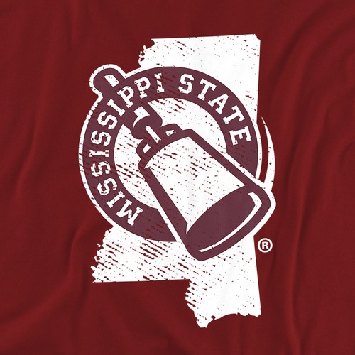 Mississippi State University Adult T-Shirt State Shape, Maroon, S-3XL