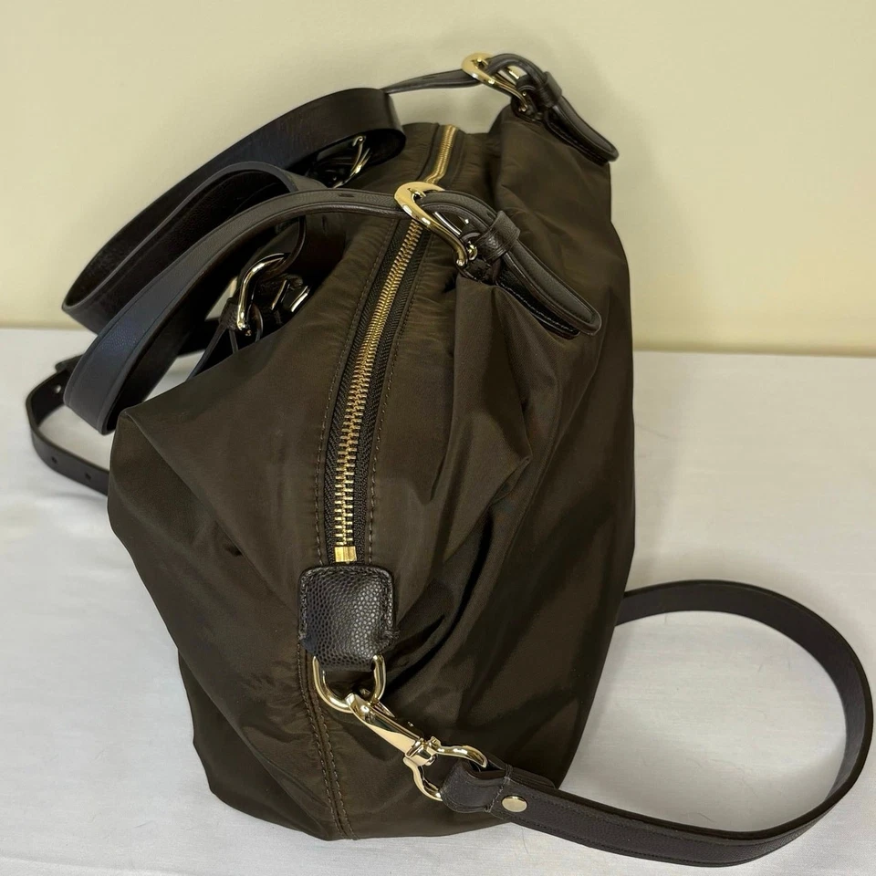 Cole Haan Nylon/Leather Two-way Handbag Purse Shoulder Bag | Brown Classic - Image 4 of 4