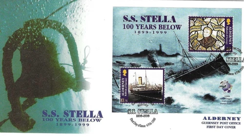 Alderney Comm/FDC - SS Stella 100 Years Below- Guernsey -  1999  (ALD 93)