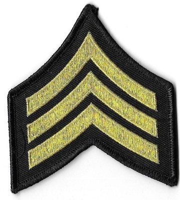 1 set (2 total) Sergeant stripes- black and mylar gold - brand new