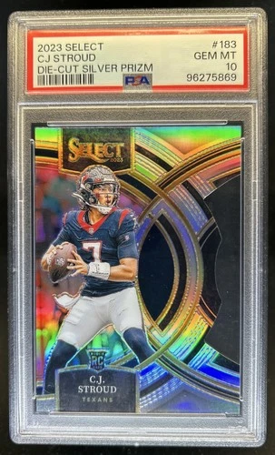 2023 Select C.J. Stroud RC Silver Prizm Die Cut Premier Level #183 PSA 10
