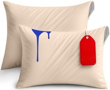 Zippered Pillow Covers Queen, Waterproof, , 20x28 Inch, Beige