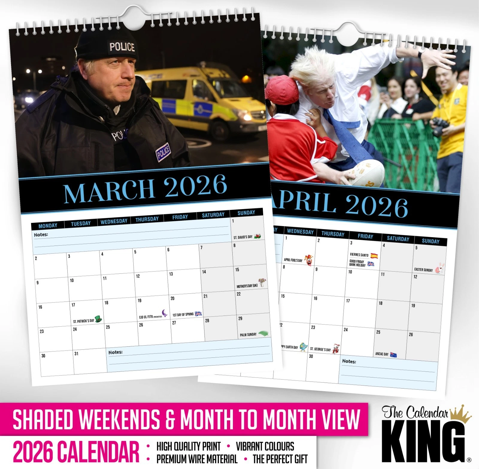 Boris Johnson – 2026 Wall Calendar - Funny - Quirky - Christmas - Birthday