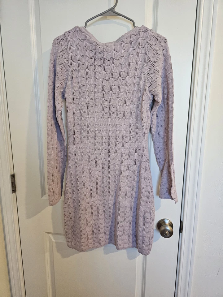 Mini Vestido Hollister Para Mujer Grande Púrpura Tejido Babydoll Cuello Cuadrado Y2K Foto 3 de 3