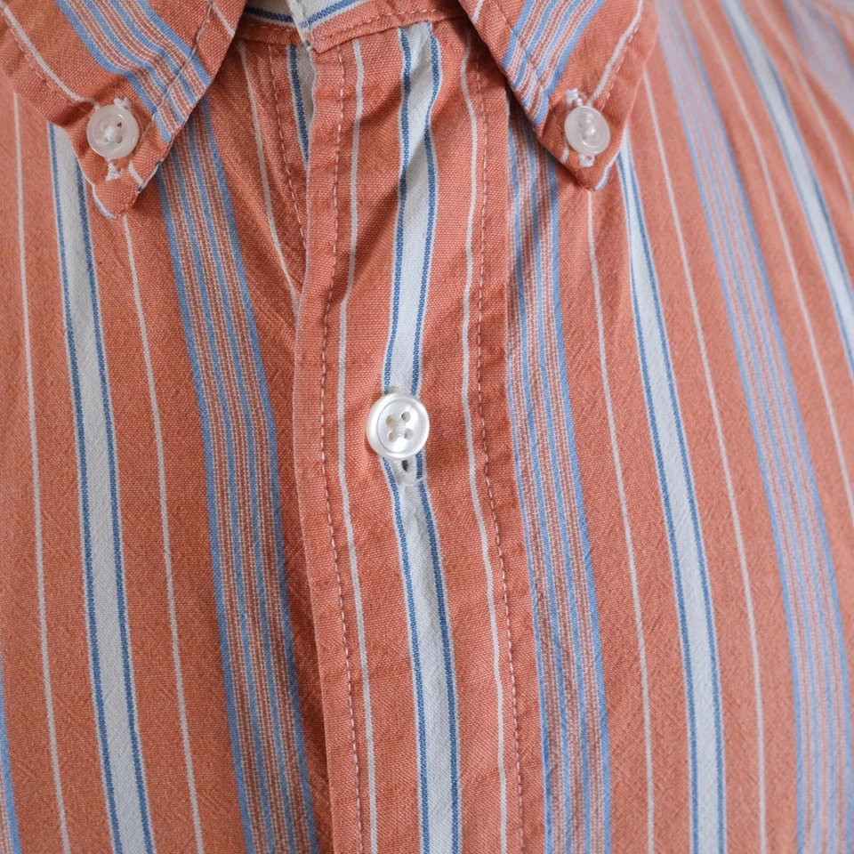 Camisa a Rayas American Eagle Para Hombres Abotonada Naranja Azul Blanco M De Colección Foto 4 de 4