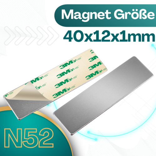 20 x Neodym Magnet selbstklebend Quader 40x12x1 mm Klebemagnete 3M Klebeband - Bild 2 von 6