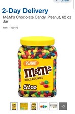   M M'S Peanut Milk Chocolate Candy Bulk Jar 62 oz. - Colorful Chocolate Candy