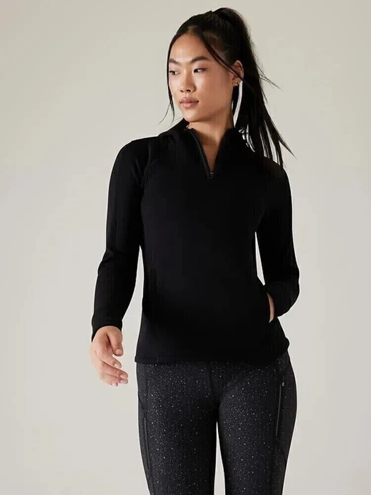 Athleta S Altitude Polartec Hoodie Sweatshirt Small Black #791916 NEW