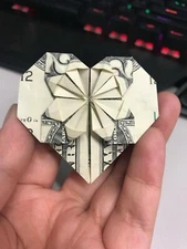 A Heart Shaped Money Origami - made from a Two Dollar Bill (LOVELY GIFT)
