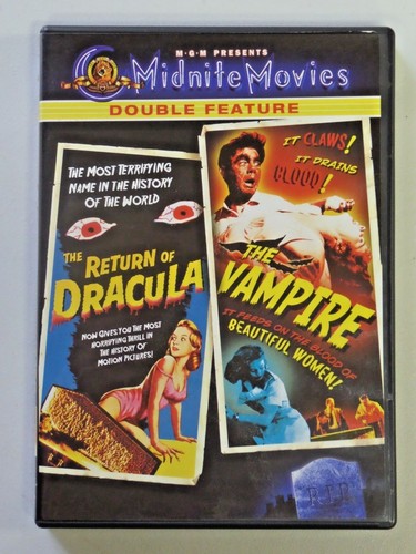 Midnite Movies Double Feature THE RETURN OF DRACULA / THE VAMPIRE Movie DVD - Afbeelding 1 van 4