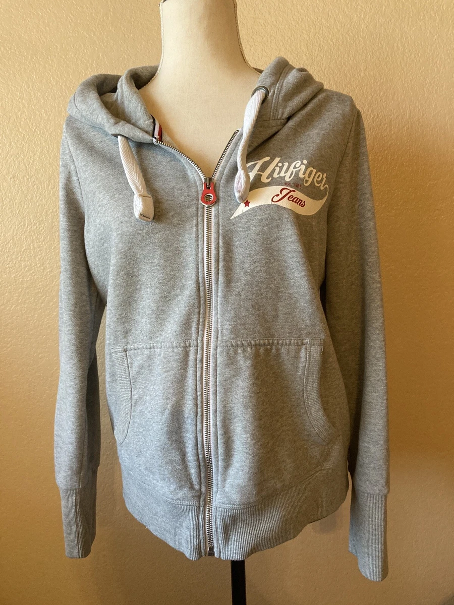 Grey tommy sales hilfiger hoodie women's