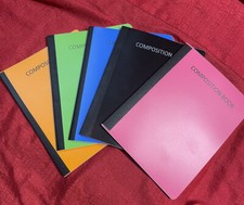 5 Composition Books Notebooks Wide Ruled - 160 pages, 80 Sheets Each