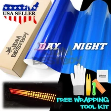 【Reflective】 Blue Car Vinyl Wrap Sticker Decal Graphic Sign Adhesive Sheet Film