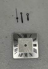 Concord Watch Dial 19mm Silver And Hands Set Authentic Original