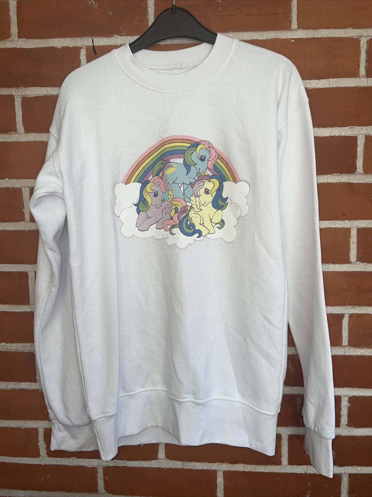 Felpa donna My Little Pony maglione pony arcobaleno taglia 8 10 bianca small