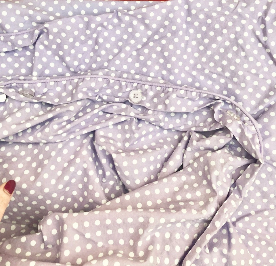 Funda nórdica Pottery Barn niños adolescentes cama doble púrpura lunares algodón orgánico Foto 4 de 4