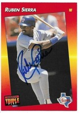 RUBEN SIERRA Autographed Signed 1992 Triple Play Baseball card 238 Texas Rangers