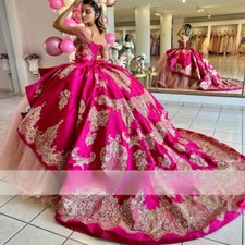 Luxury Princess Quinceanera Dresses Off Shoulder Appliques Beaded Sweet 15 16-