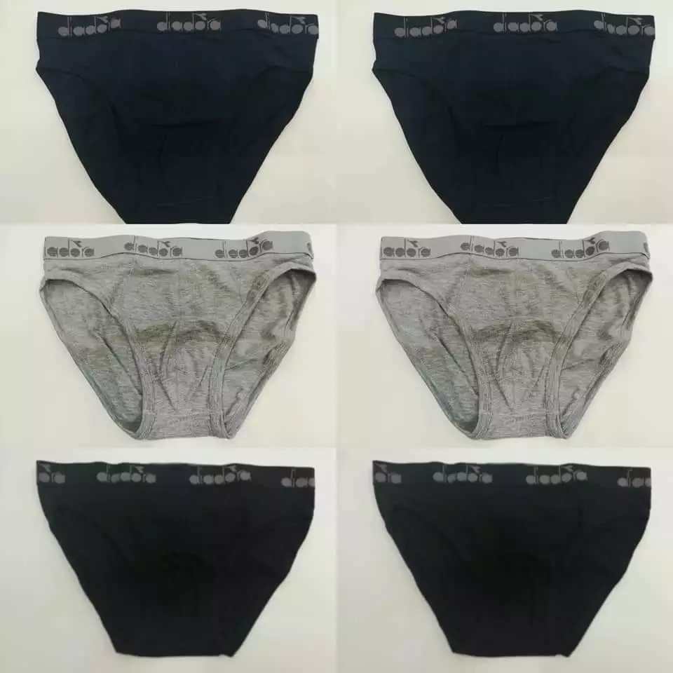 DIADORA 6 BRIEFS MEN 2 BLACK 2 GREY 2BLUE ELASTIC SPOKEN 6 PIECES
