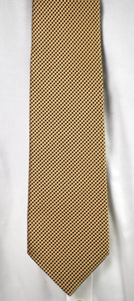 Gravata de seda pesada Minty Stefano Ricci coleção de luxo ponto azul amarelo pelúcia grossa - Imagem 2 de 4