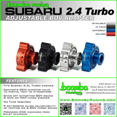 Boomba Turbo Blow Off Valve Adapter BOV Blue for WRX Ascent Legacy Outback 2.4T