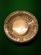 Glass With Brass Base with Chain Trim Ashtray The Ravenhead Co. Ltd. England 6+"