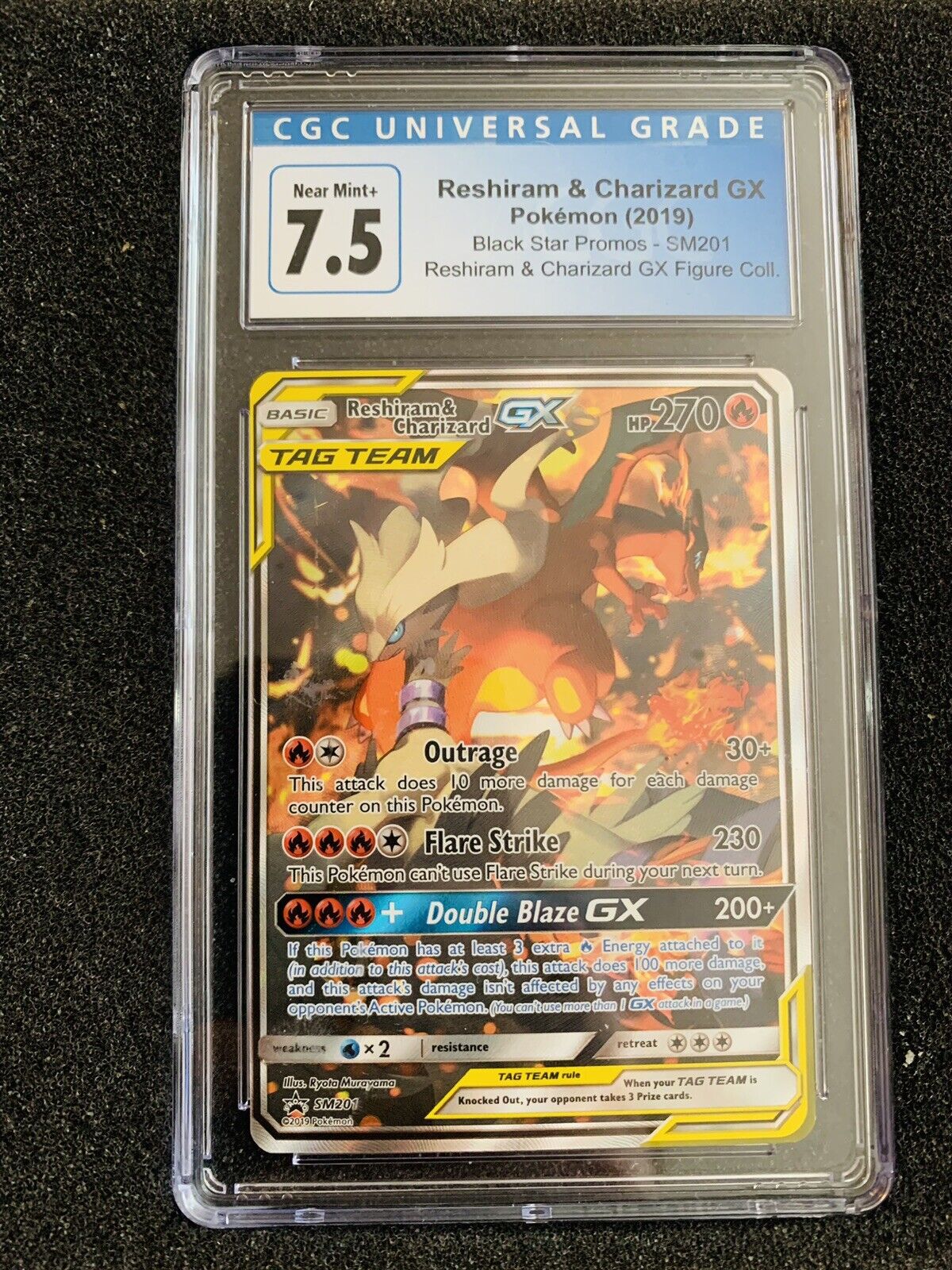 Reshiram GX Shiny Gold Metal Pokemon Card 