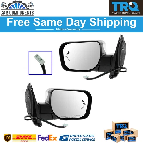 TRQ New Mirror Power Heated Memory Turn Puddle Light Set For 2006-2009 Infiniti
