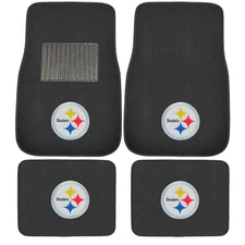 New 4pcs NFL Pittsburgh Steelers Car Truck Front Rear Carpet Floor Mats Set