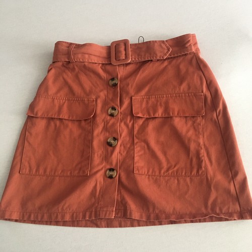 PRIMARK Women's Short 100% Cotton Terracotta Orange Skirt Size UK 10