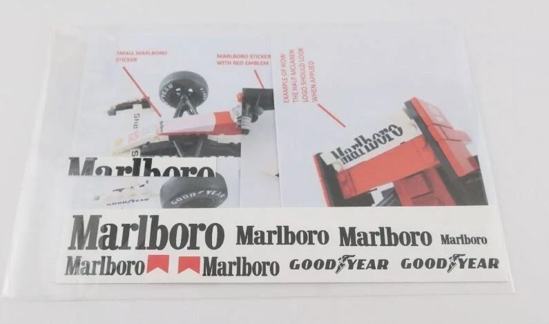 LEGO ICONS Senna F1 McLaren Mp4/4 Replacement Sponsorship Stickers Decals