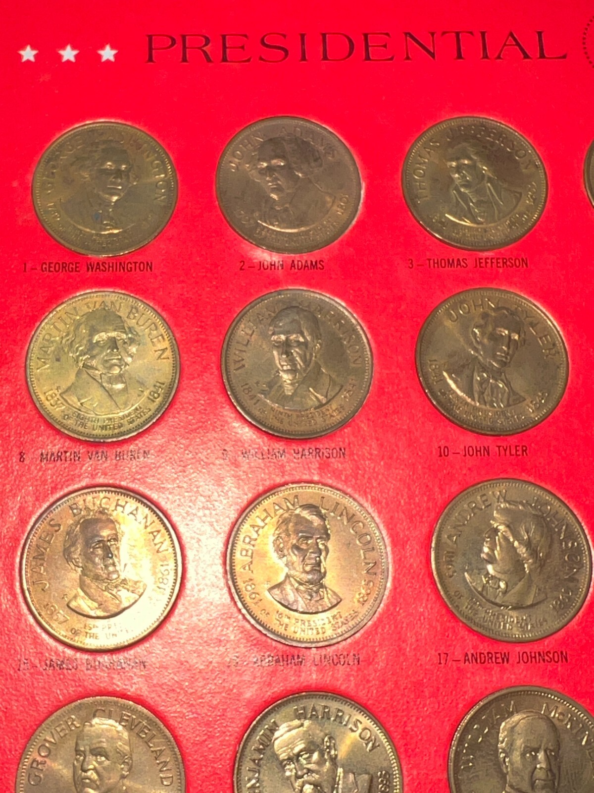 1968 FRANKLIN MINT COLLECTORS SET SOLID BRONZE PRESIDENTIAL COINS HALL