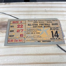 Football Ticket Stub 1954 All Star Cotton Bowl Texas High school Coaches Ass’n 
