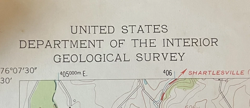 Mapa Cuadrángulo Geológico Topográfico Vintage Bernville Pennsylvania USGS 1974 Foto 3 de 4