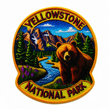 Yellowstone National Park Patch Iron-on Applique Clothing Vest, Nature Bear Wolf