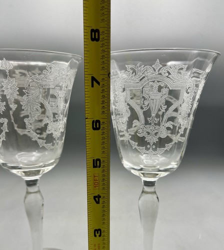 Vintage Morgantown Virginia Etched Water Goblets Glasses Wine Glasses Set Of 2 - Picture 4 of 6