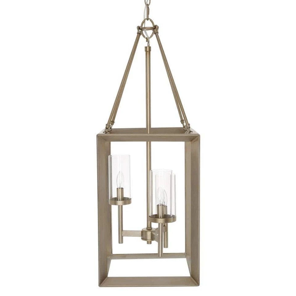 Colgante Golden Lighting Smyth WG de oro blanco de 3 luces con vidrio transparente Foto 4 de 4