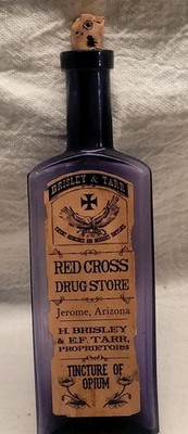 Nice Empty Red Cross Bottle Original Label Purple Color