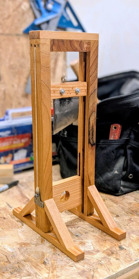 Handmade Wooden Guillotine 12-14 Inch Tall With Hand forged Blade (Unsharpened) - Image 4 of 4