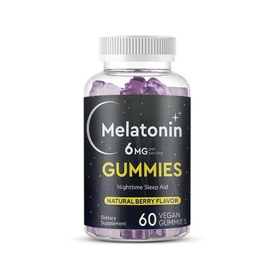 Melatonin 6mg Nighttime Sleep Aid Dietary Supplement Natural Berry (60 Gummies)