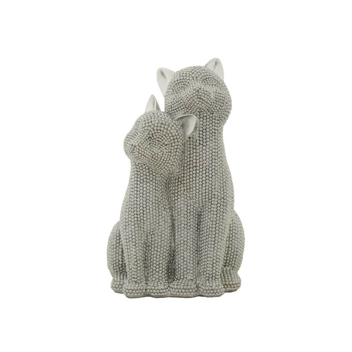 Statuette de chat Sparky en résine argentée de 21cm pour décoration de salon
