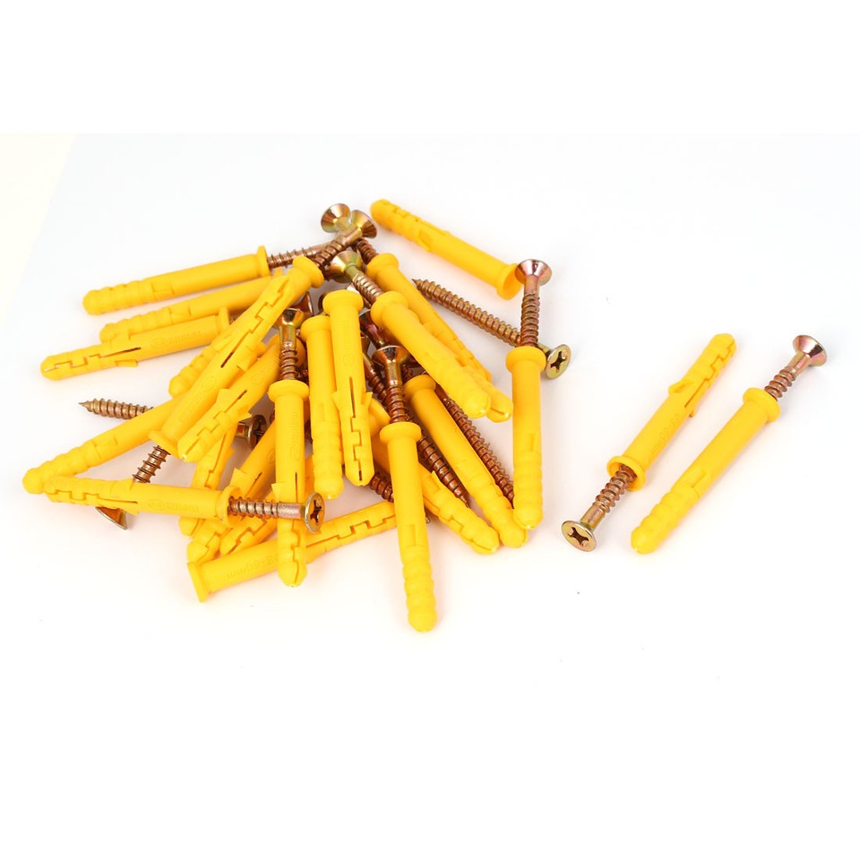 25pcs-concrete-brick-8x60mm-wall-screw-anchor-plugs-w-self-tapping