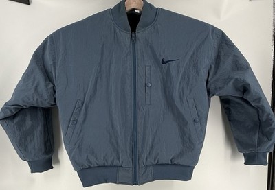 Vintage 1990s Nike Embroidered Big Swoosh Quilted Bomber Jacket Men's Large Rare