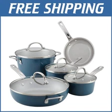 Professional 9-Piece Nonstick Cookware Set - Twilight Teal Aluminum Pots & Pans