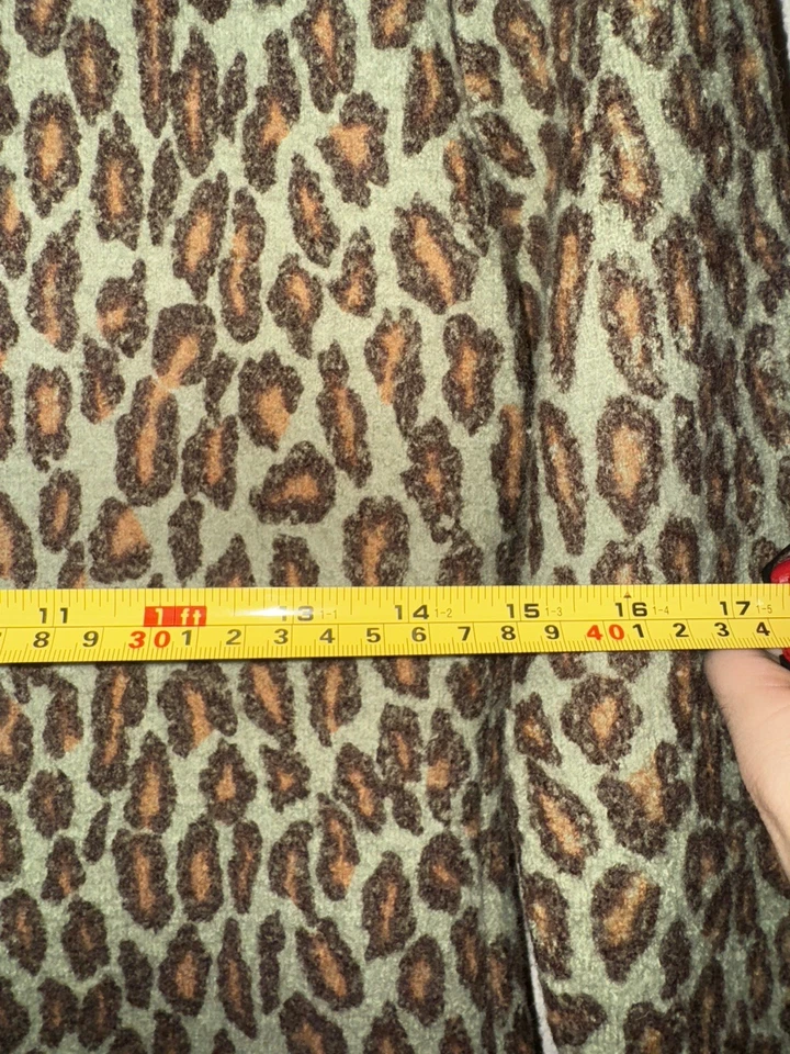 Abrigo Chaqueta Vintage Años 90 Imitación Piel Cuello Leopardo Verde Botón Estampado Animal  Foto 2 de 4